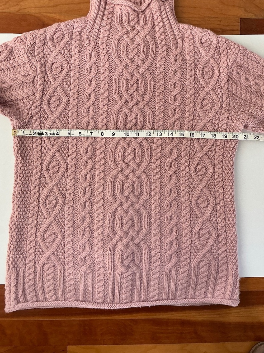 Aran Crafts Ireland Sweater Pink Soft Merino Wool Cable Knit EUC Womens Medium - Picture 7 of 13
